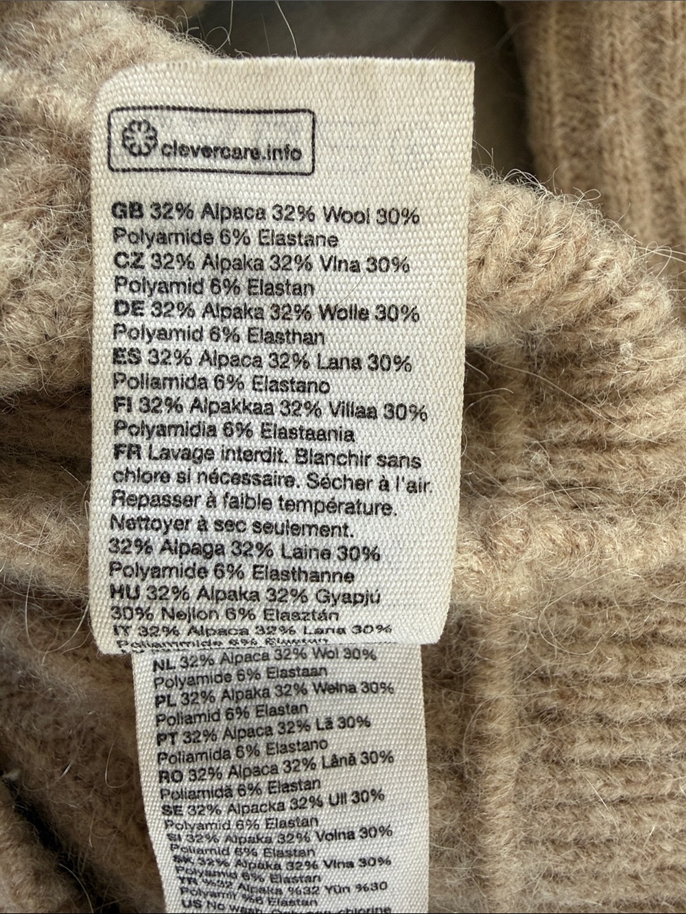 & Other Stories Alpaca Wool Blend Cropped Ribbed Beige Cardigan Size Small - Picture 7 of 7